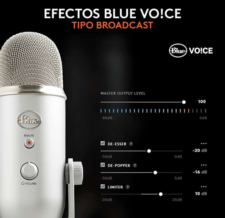 Amazon: Blue Yeti Micrófono USB para Grabación, Streaming, Gaming, Podcasts en PC y Mac