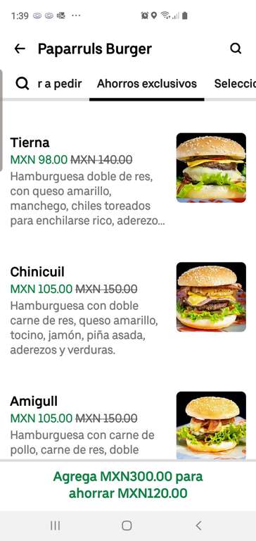 Uber Eats: Paparruls Burger 2 hamburguesas de carne doble sea res o pollo por 90 pesos