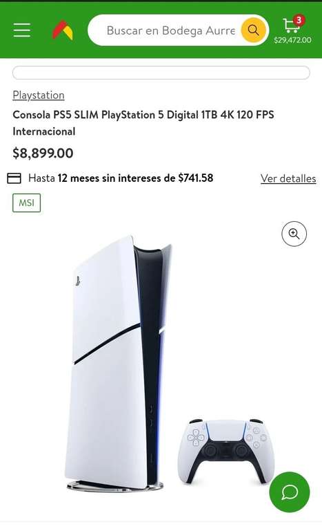 Bodega Aurrera: Consola PS5 SLIM Digital (7,831 con cashi) | Bodega aurrera