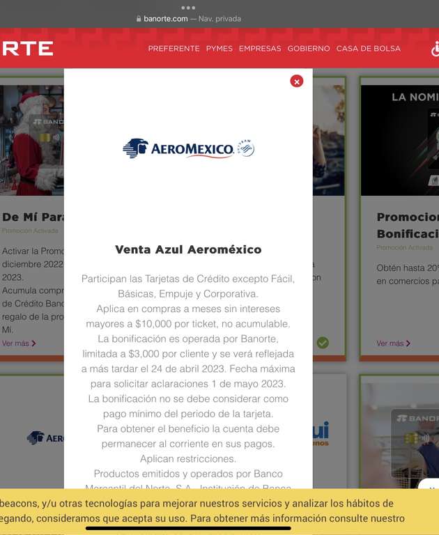 Banorte: Hasta 15% de bonificación en Aeroméxico