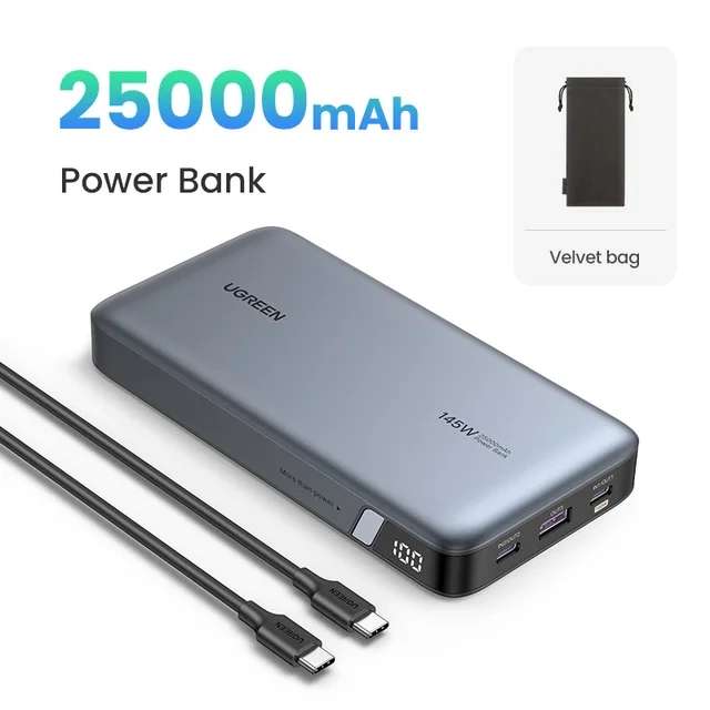 AliExpress: UGREEN-Batería Externa de carga rápida, PowerBank portátil de 140W, 25000mAh | Pagando en USD