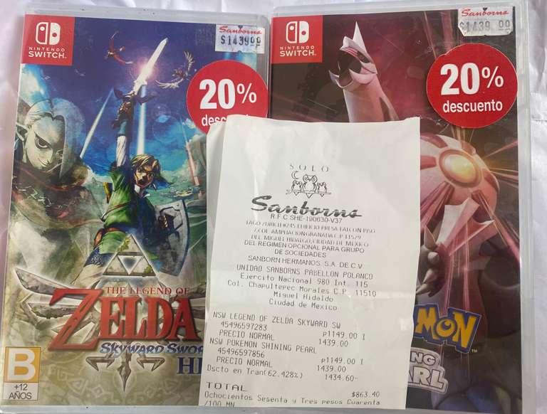 Sanborns: Zelda y Pokemon de Nintendo Switch con un 70% de descuento