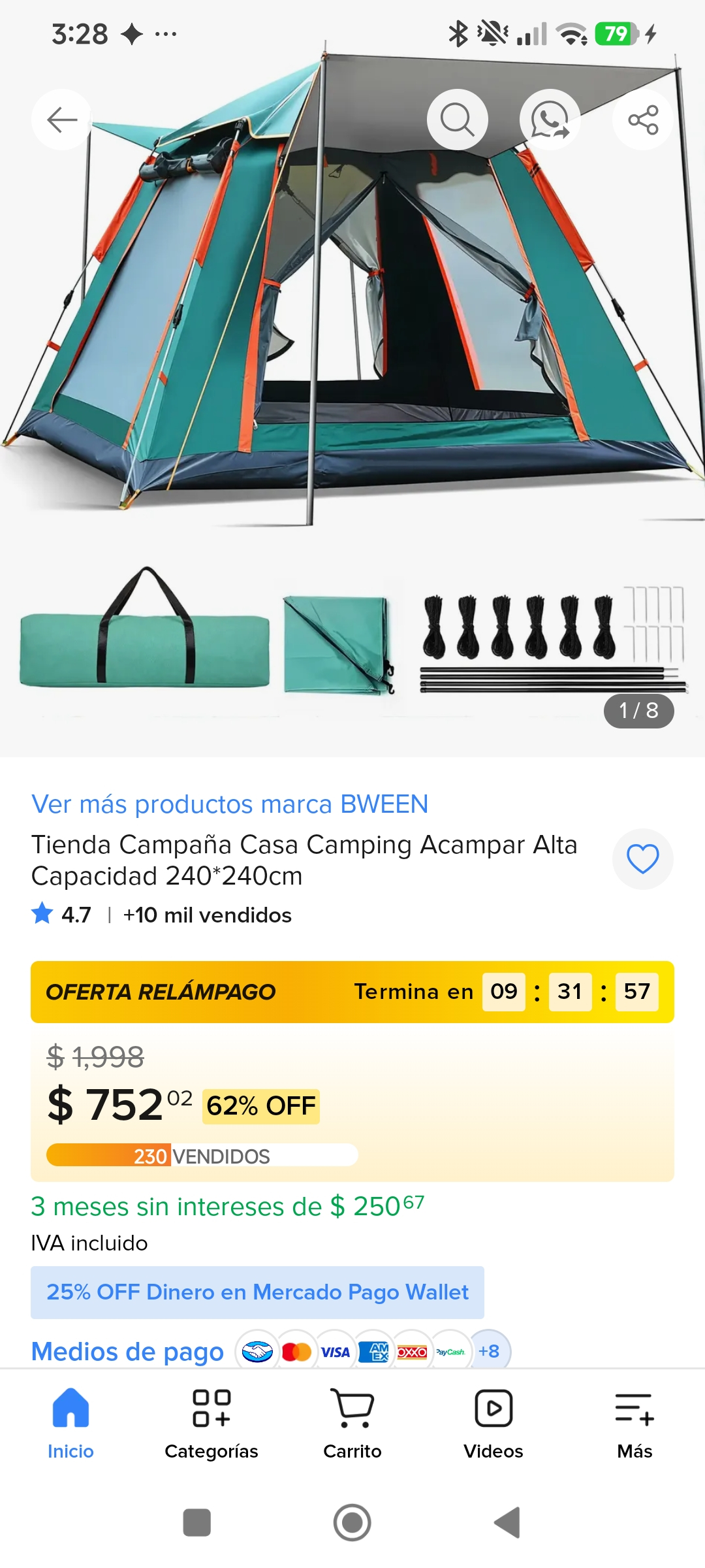 Mercado Libre: Tienda de campaña