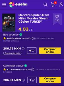 Eneba: Spiderman Miles Morales (PC) Código de Steam TURQUÍA