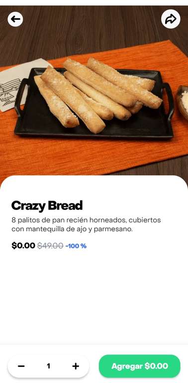 Rappi Tuxtla Gutiérrez: crazy bread de Little Caesar's en $0