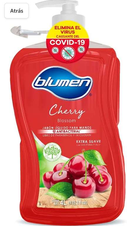 Amazon: BLUMEN Jabon Liquido Cherry Blossom 4000ml, envío gratis Prime