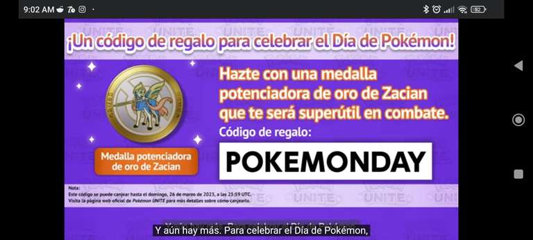 Pokémon UNITE: Medalla de oro de Zacian