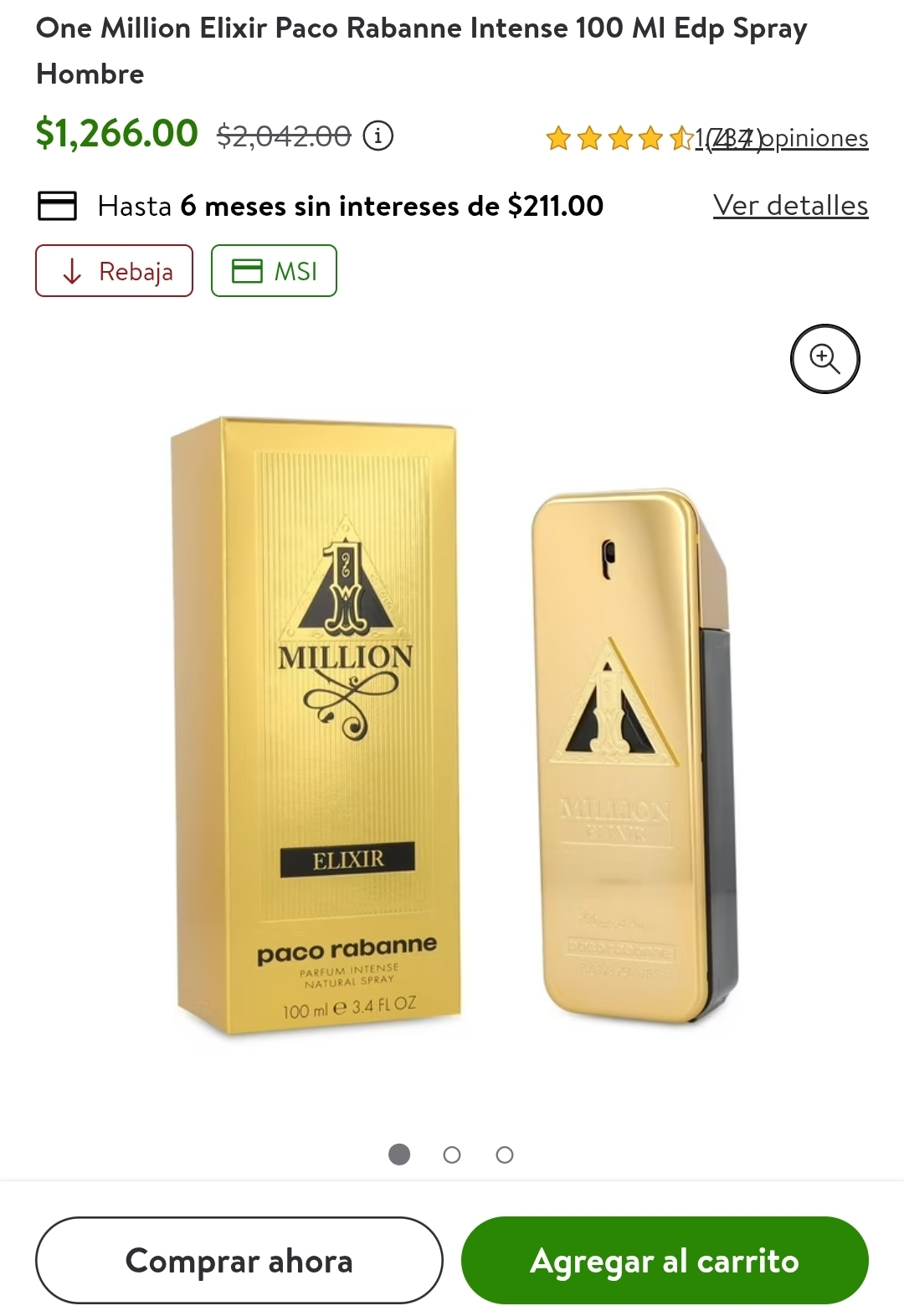 Bodega Aurrera: One Million Elixir Paco Rabanne Intense 100 MI Edp Spray