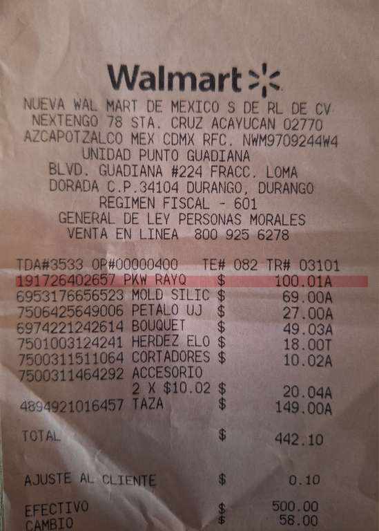 Walmart Durango: Punto Guadiana Pokemon rayquaza 100.01