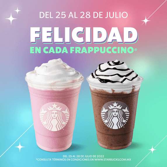 Starbucks Rewards - 2x1 en frappuccinos de 3 - 7pm