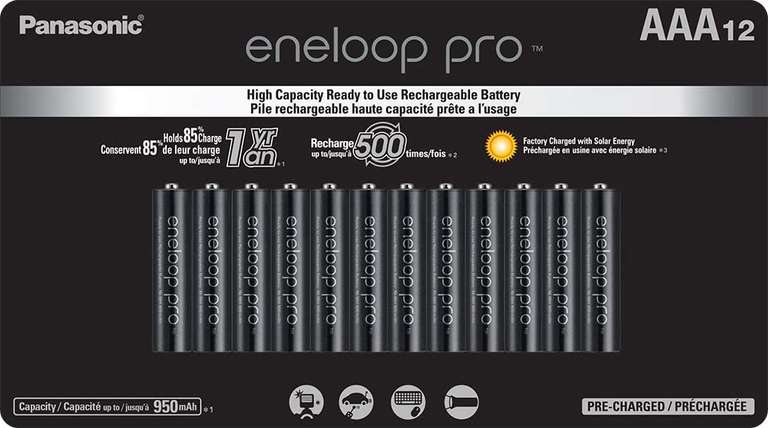 Amazon: 12 Baterias AAA Panasonic Eneloop PRO Recargables (Más Bajo Histórico según Keepa)