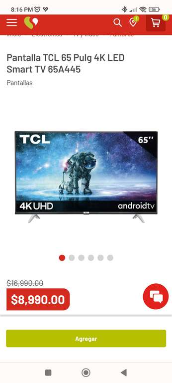 Soriana: Pantalla TCL 65 pulgadas Android tv