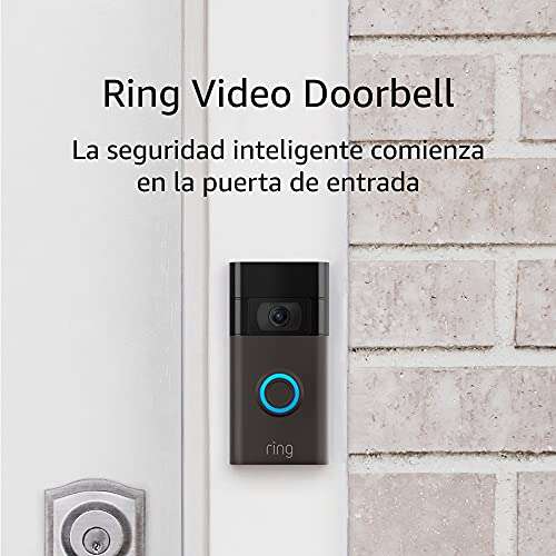 Amazon: Ring Video Doorbell | bronce veneciano y una cámara de seguridad Ring Stick Up Cam Battery | blanca