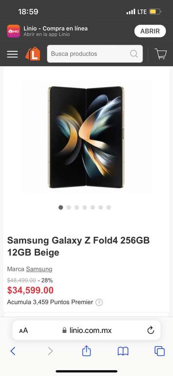Linio: Nuevo celular Samsung Galaxy Z Fold 4 256 | 12 GB + 12 MSI