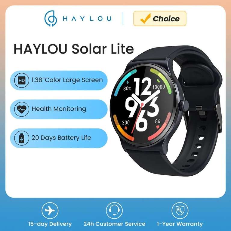 AliExpress: Haylou Solar Lite (Producto Choice) | Color Blanco $324, Color Negro $331
