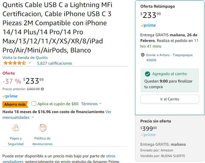 Amazon 3 cables Lightning (iPhone)