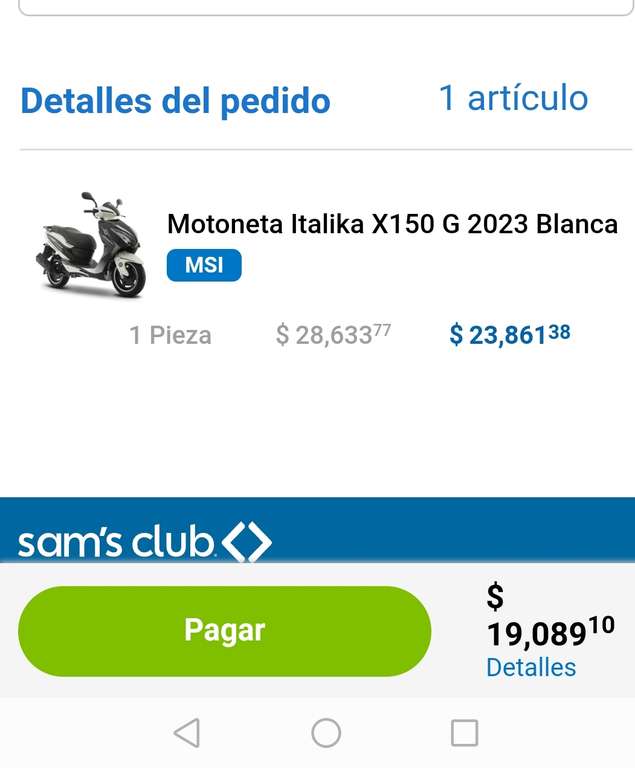 Sam's Club: Motoneta Italika X150 G 2023