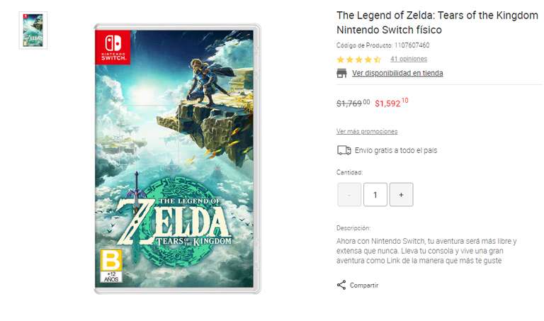 Liverpool: The Legend of Zelda: Tears of the Kingdom Nintendo Switch físico