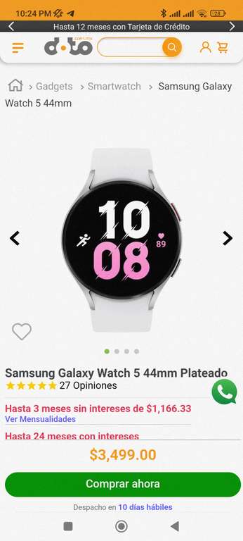 Samsung Galaxy watch 5 44mm $3500 en Doto