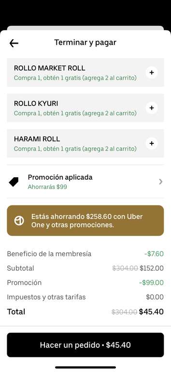 Uber Eats: 2x1 en rollos + $99 off en Yumi Yumi - diferentes sucursales | miembros one
