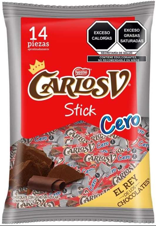 Amazon, Chocolate Carlos V stick Cero, 14 piezas (2 paquetes por $60) | Envío gratis con Prime