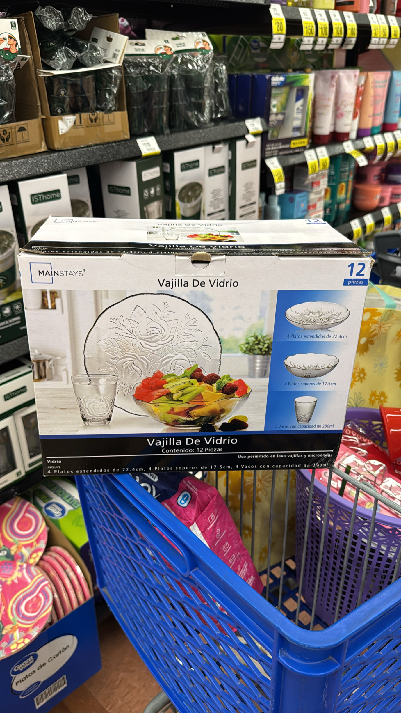 WALMART LÁZARO CARDENAS, XALAPA: Vajilla Mainstays para la abuela de vidrio (12 pzs)