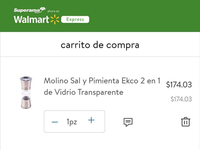 Walmart Molino Sal y Pimienta Ekco 2 en 1 de Vidrio Transparente