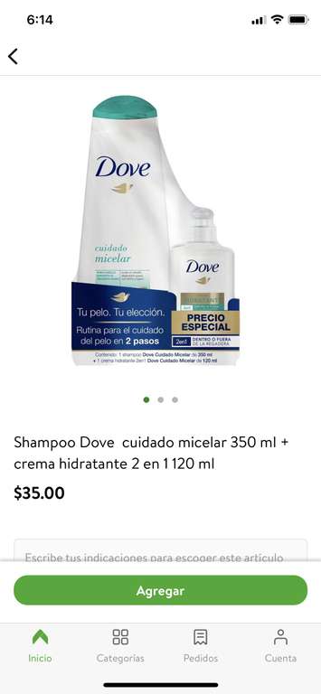 Shampoo Dove en Aurrera en línea