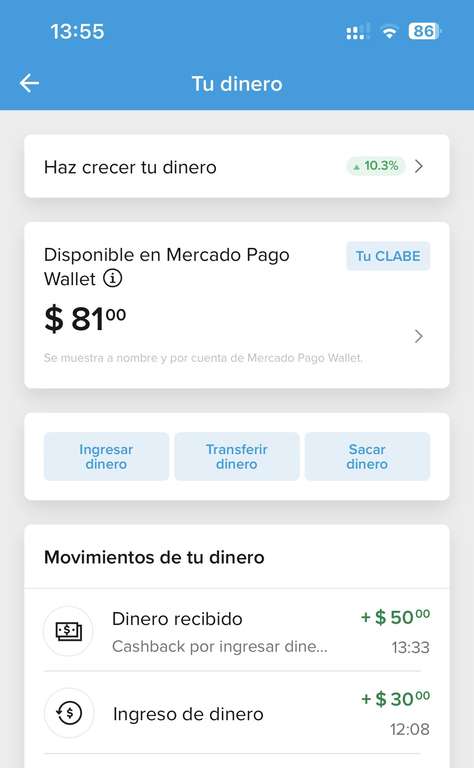Mercado Pago: 50 pesos de Cashback al ingresar más de 25 pesos a mercado pago (Probablemente usuarios seleccionados)