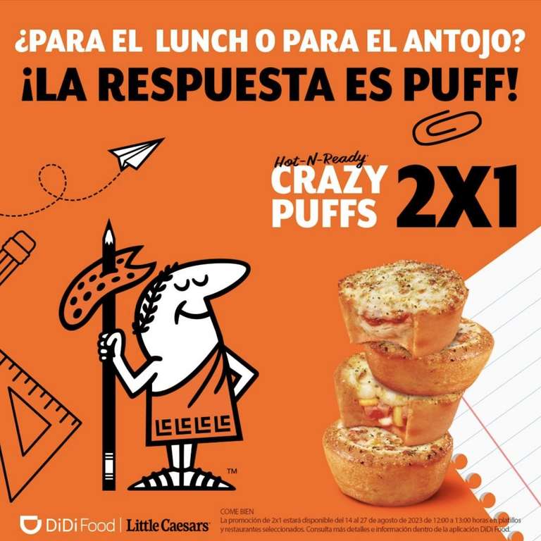 Little Caesars - ¡2x1 en Crazy Puffs! Solo por DiDi Food
