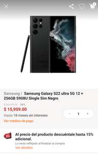 Linio: Samsung Galaxy S22 Ultra 5G 12 RAM + 256 GB Paypal + BBVA a 12 o más MSI