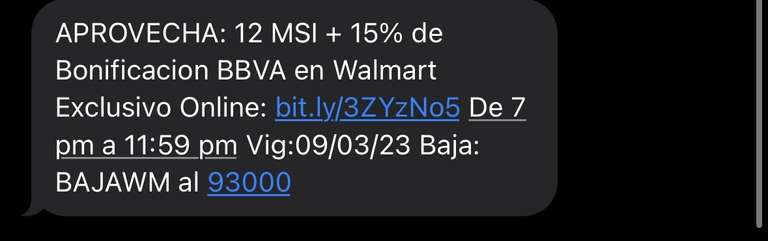 Walmart: 12 MSI + 15% de Bonificacion BBVA