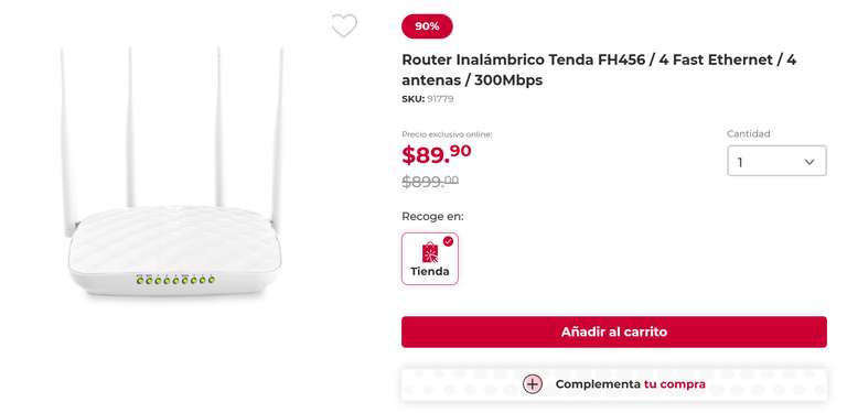 Office depot: Router Inalámbrico Tenda FH456 / 4 Fast Ethernet / 4 antenas / 300Mbps