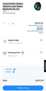 Samsung Store: Galaxy Watch 4 Negro 40mm $1,911.74