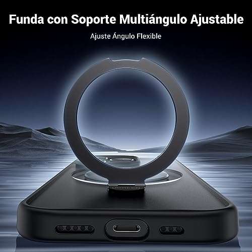 Amazon: UGREEN Funda para iPhone 15 Pro MAX MagSafe con Soporte Anillo Plegable