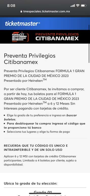 Ticketmaster: Preventa privilegios F1 Gran Premio Ciudad de México 2023