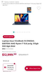 Office Depot - Laptop Asus VivoBook 15 + Monitor de regalo | Precio pagando en 1 exhibición