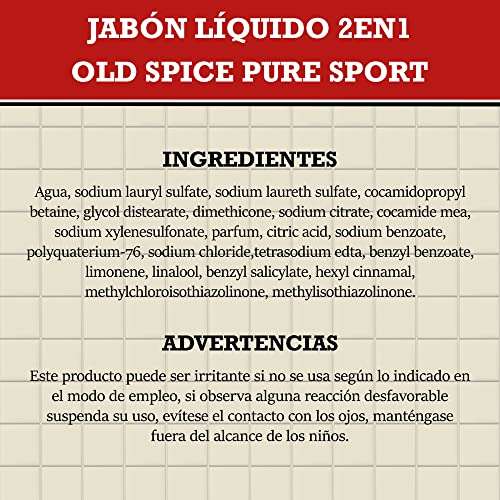 Amazon: Old Spice Body Wash 2 en 1 Pure Sport Jabón Líquido para Cabello y Cuerpo, 400 ml | Envío Prime