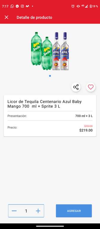 Oxxo: 2 tequilas centenarios azul baby mango + 2 Sprite 3L $219