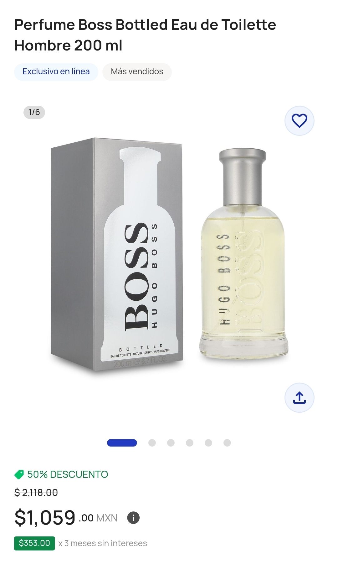 Farmacias del Ahorro: Hugo Boss bottled 200 mL garrafon.