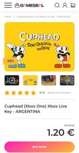 Gameseal: Cuphead Xbox one Argentina