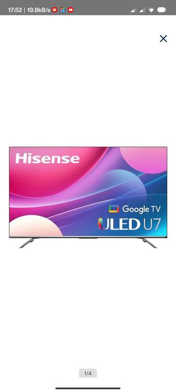 Walmart: TV Hisense 55 P 4K TV ULED HDMI 2.1 120hz hs 55U7H oferta 12% BBVA