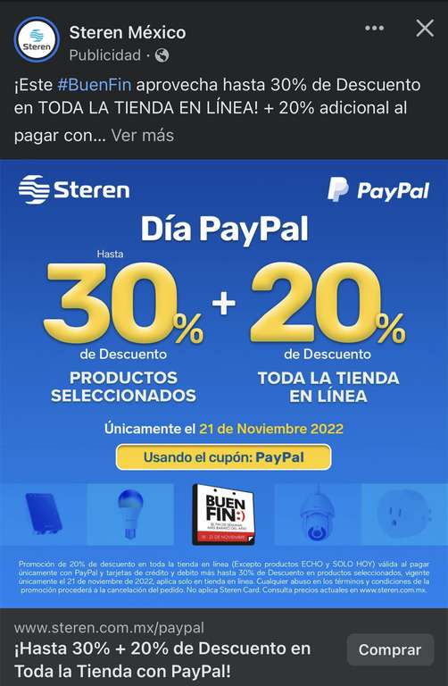 Steren | Día PayPal: Hasta 30% de descuento en productos seleccionados + 20% de descuento en toda la tienda con cupón "PayPal"