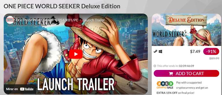 Indiegala: ONE PIECE WORLD SEEKER Deluxe Edition STEAM KEY