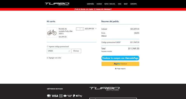 TURBO: Descuento del 50% en todas las bicicletas y/o productos de la marca TURBO | Leer descripción