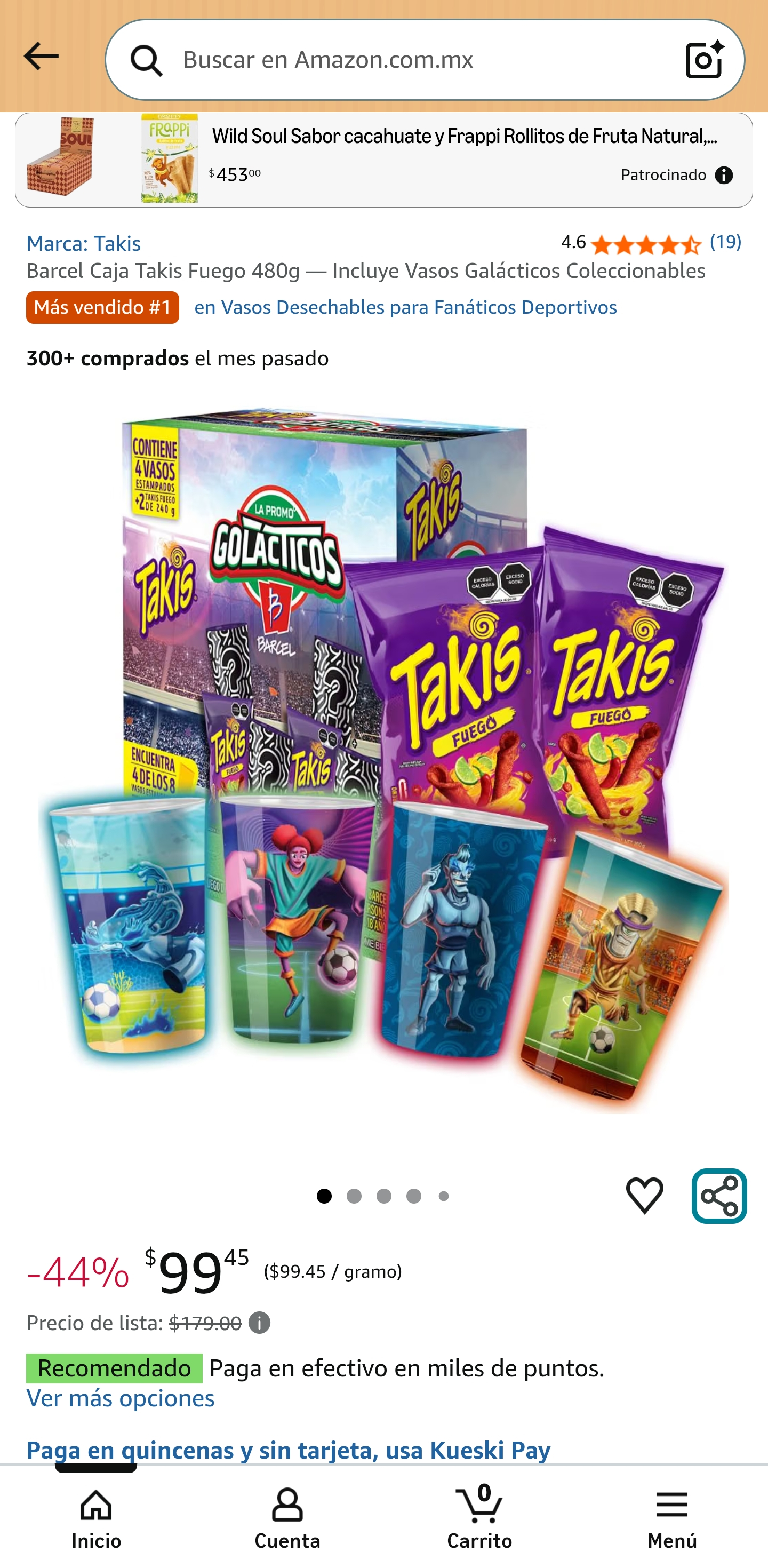 Amazon Barcel caja 2 takis Fuego - incluye vasos Galacticos