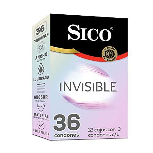 Amazon: Sico Invisible, condones ultra delgados de hule látex natural, cartera con 36 piezas