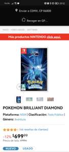 Game Planet: Pokemon Remake Diamante para Nintendo Switch ($699) y Perla ($649)