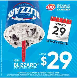 Dairy Queen: Blizzard Mini a $29 el 29 en Veracruz, Xalapa y Boca del Río