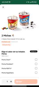 2 helados Holanda micha por $ 65 pesos en Didi food (1 Helado gratis)